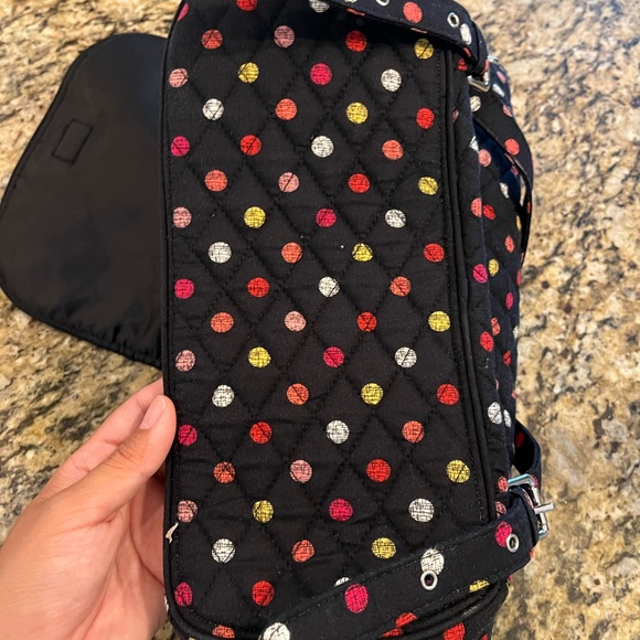 Vera Bradley Drawstring Backpack in Black Havana polka Dots bag - Picture 6 of 7